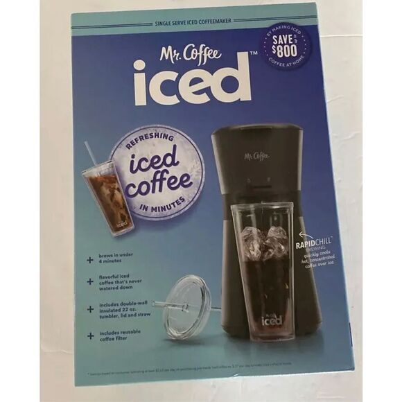 Mr Coffee Iced Coffee Maker w/ Reusable Tumbler & Filter Rapid Chill